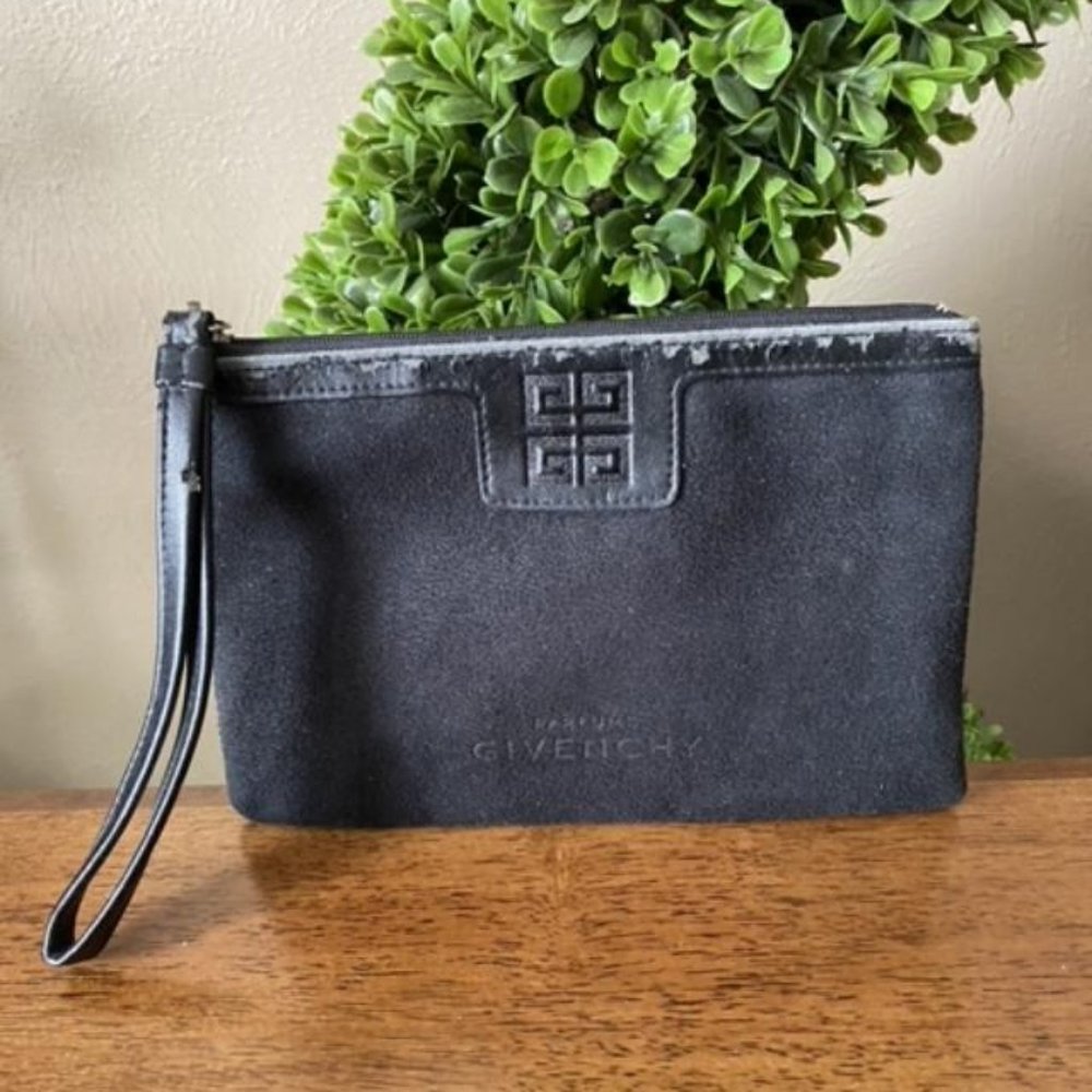 Givenchy Parfum Black Suede Makeup Pouch VINTAGE